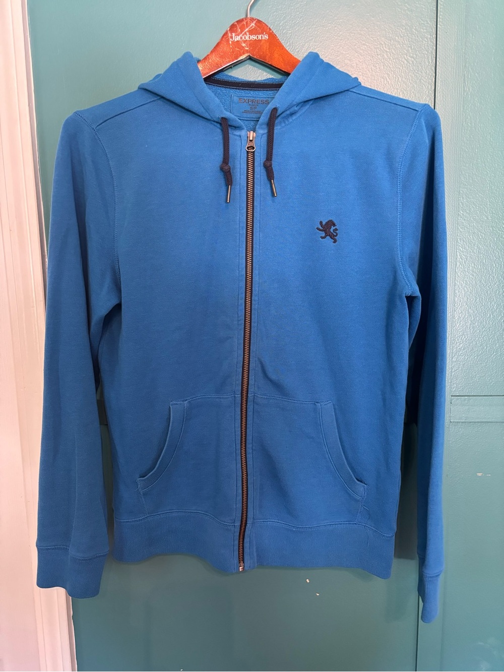 Express Men's Royal Blue Zip-Up Hoodie Sweatshirt Size Small